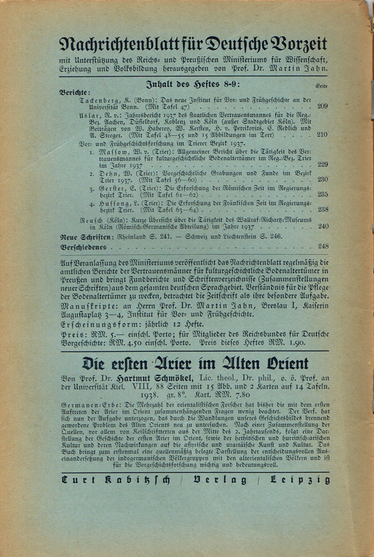 Nachrichtenblatt für deutsche Vorzeit 1938, 8-9