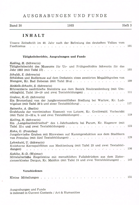 Ausgrabungen und Funde, Band 30 - 1985 Heft 3