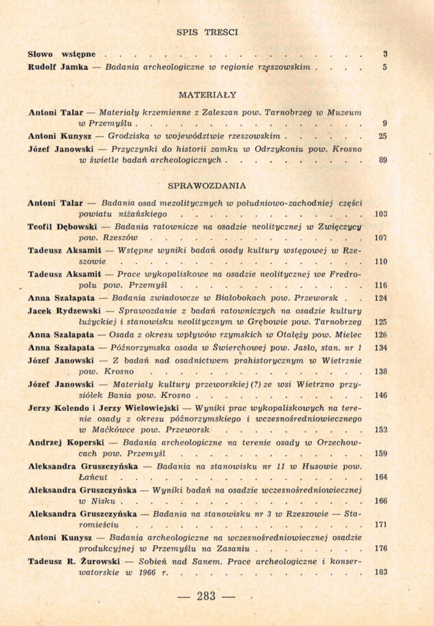 Materiały i Sprawozdania Rzeszowskiego Ośrodka Archeologicznego 1966